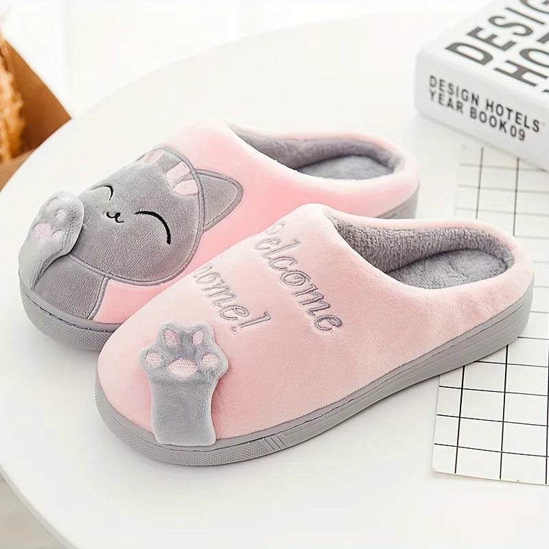 WhiskerWarm™ Cozy Slippers | Unisex Cat Print Slip-Ons with Non-Slip Sole