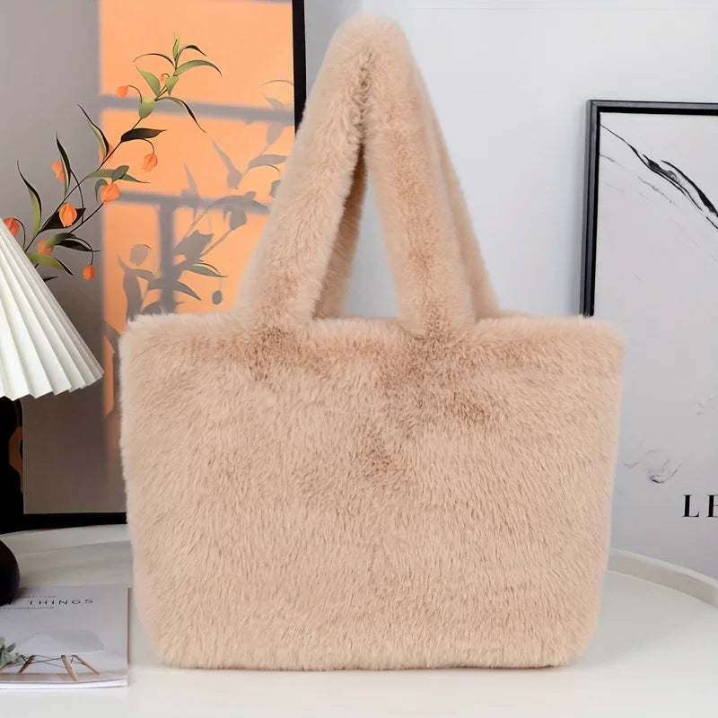 Audrey™ LuxeFaux Shopper Bag | Plush Tote in Pink or White