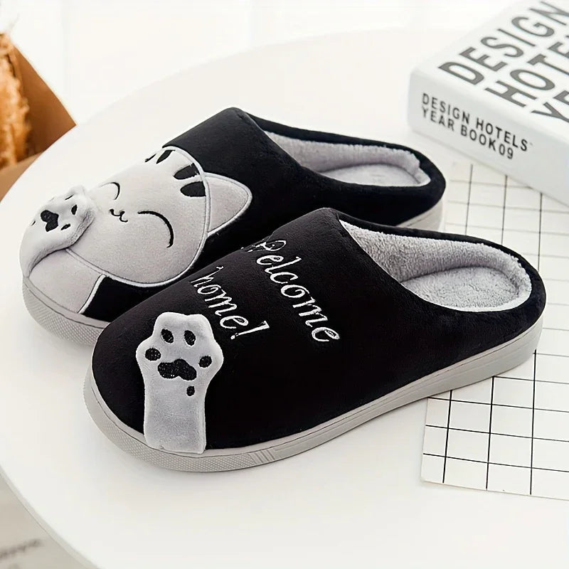 WhiskerWarm™ Cozy Slippers | Unisex Cat Print Slip-Ons with Non-Slip Sole