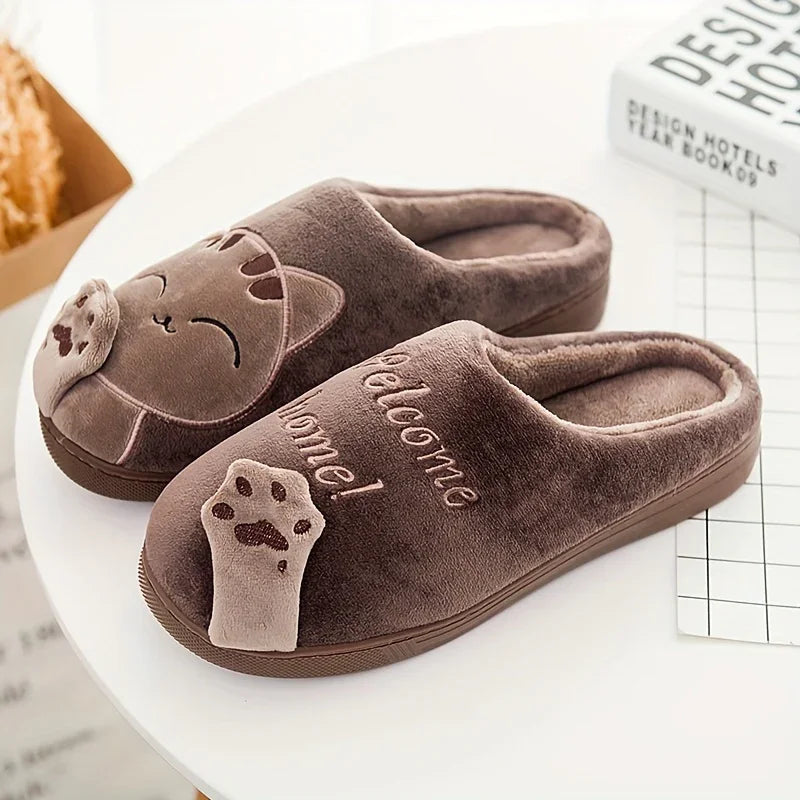 WhiskerWarm™ Cozy Slippers | Unisex Cat Print Slip-Ons with Non-Slip Sole