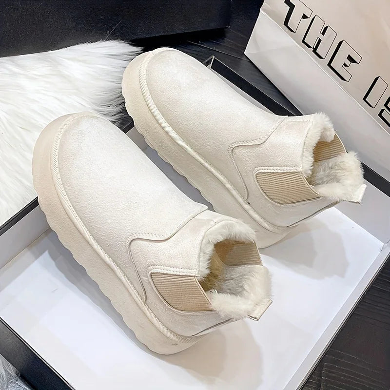 Clara™ CozyStep Ankle Boots | Beige with Warm Lining and Platform Sole