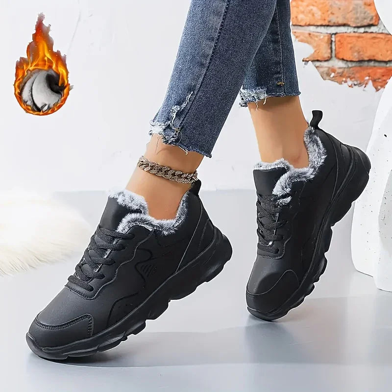 Isabella™ CozyStep Winter Sneakers - Black with Plush Lining