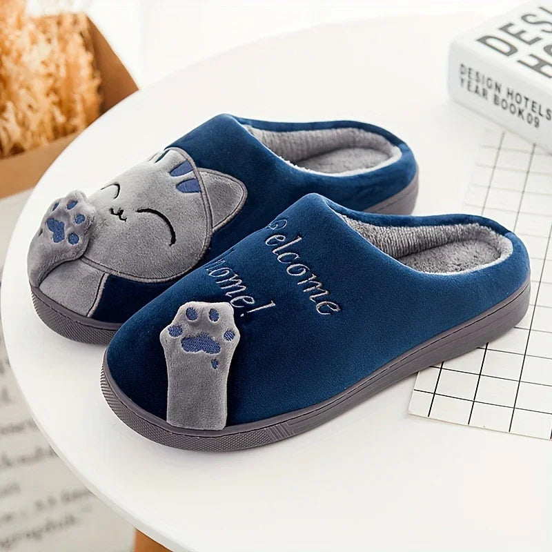 WhiskerWarm™ Cozy Slippers | Unisex Cat Print Slip-Ons with Non-Slip Sole