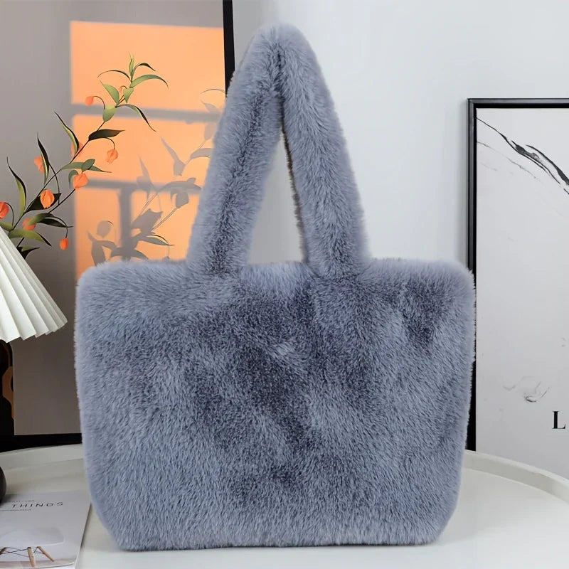 Audrey™ LuxeFaux Shopper Bag | Plush Tote in Pink or White
