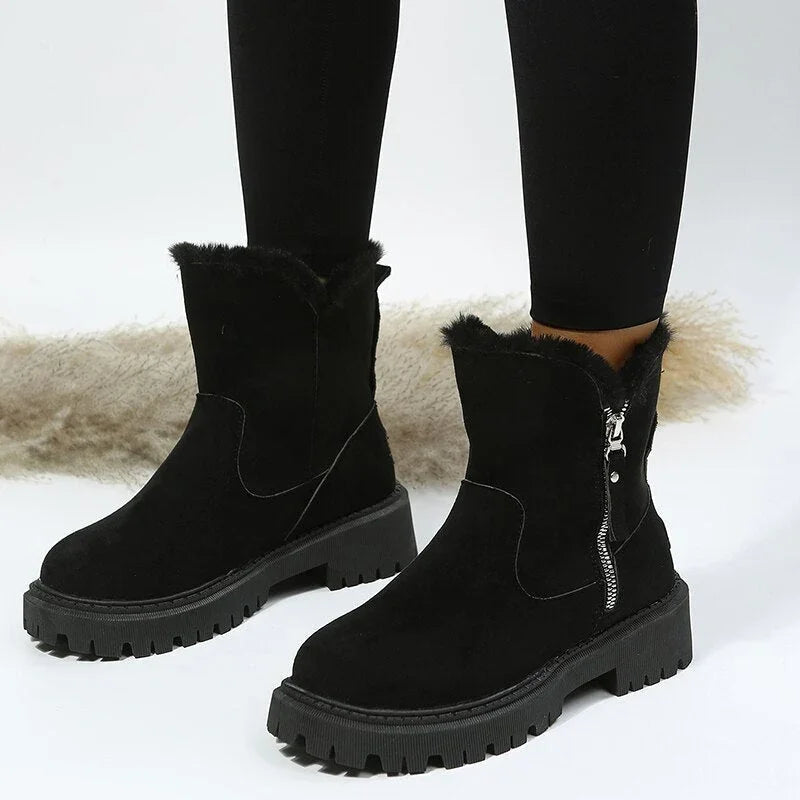 Isabella™ CozyZip Ankle Boots - Black with Warm Lining